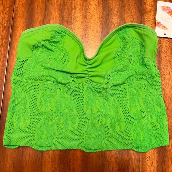 Chelsea & Violet NWT tube top kelly green lace - ML - Picture 1 of 3